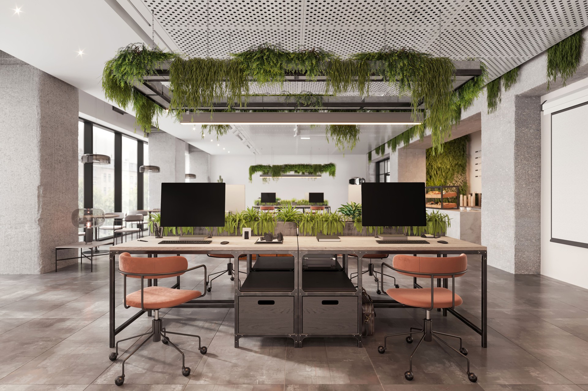 Eco-friendly coworking office interior